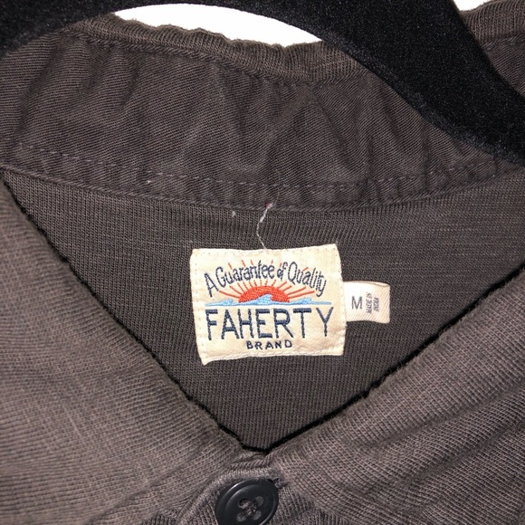 Faherty Knit Alpine Shirt Cotton Long Sleeve Charcoal Grey Mens Medium - Picture 3 of 4